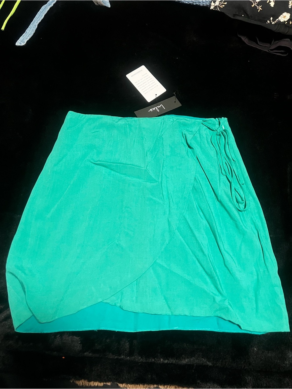 Lulu's Teal Wrap Mini Skirt